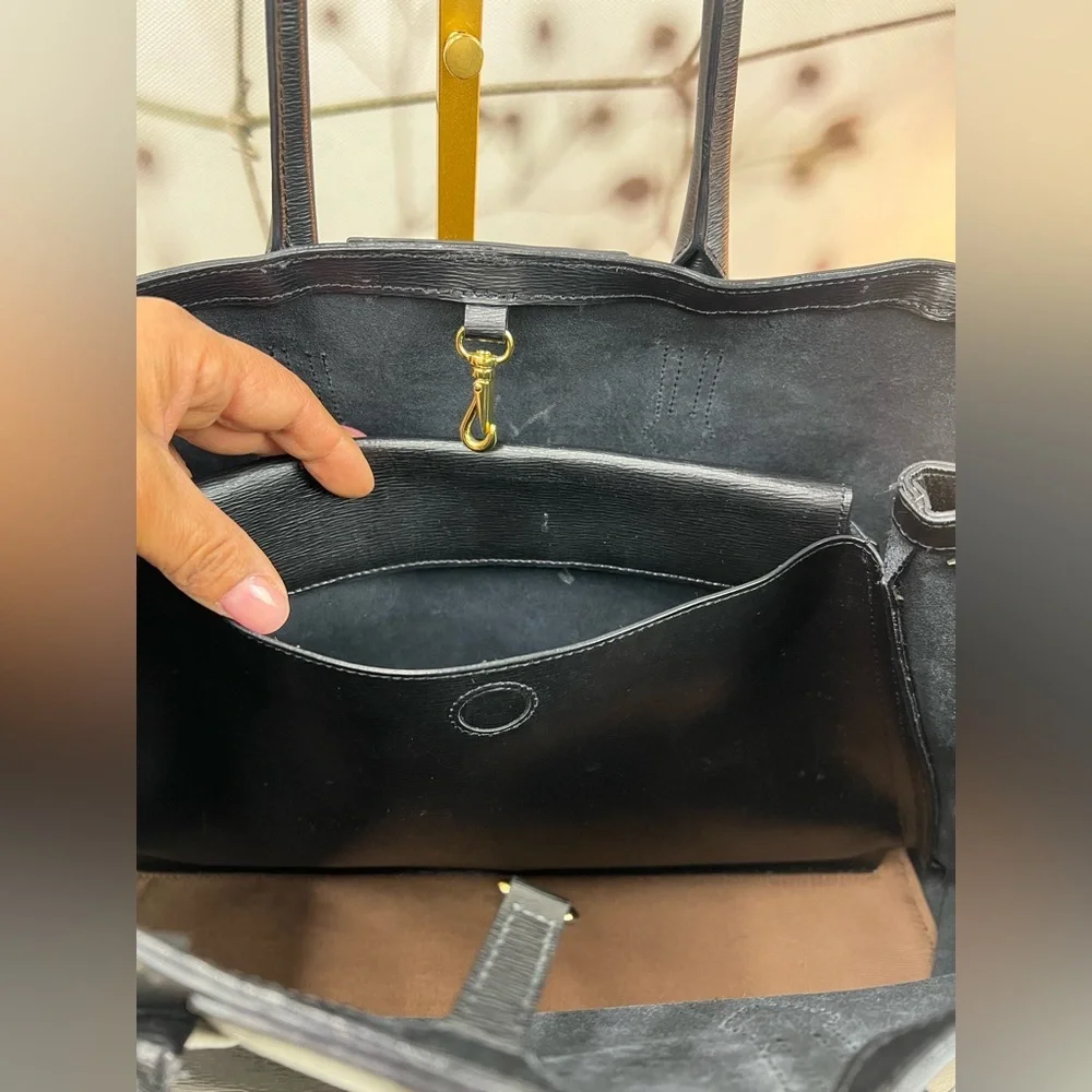 Lauren Ralph Lauren Black Saffiano Leather Tote Bag - Picture 9 of 14